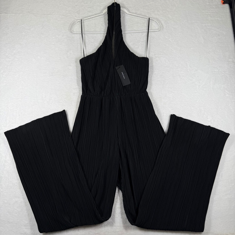 Vero Moda VMAURORA Black Plisse Halterneck Wide Leg Jumpsuit NWT 10304757 XXS